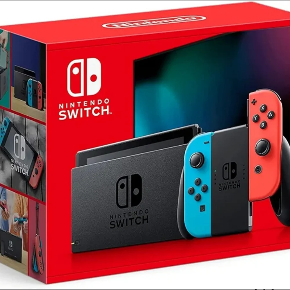 Nintendo Switch Console with Vibrant Red Blue Controllers (Free 2 New Games&Case